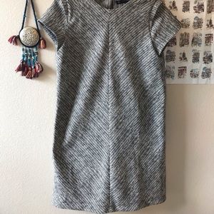 zara black and white patterned shift dress